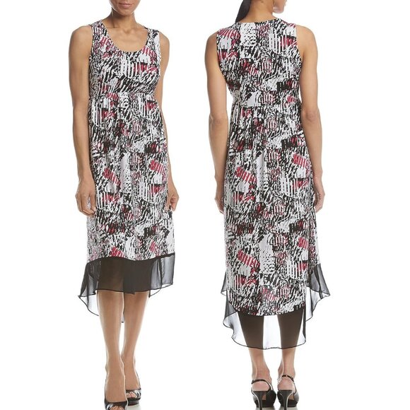 Womens Studio Works Petites' Black Printed High Low Dress Size Petite Small NWT - Picture 1 of 5